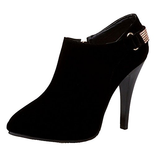 Onewus Damen Dress Stiefeletten mit Stiletto Absatz Reißverschluss Stiefel (Schwarz, 38 EU) von Onewus