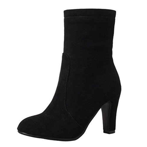 Onewus Damen Dress Stiefeletten mit Stiletto Absatz Reißverschluss Stiefel (Schwarz, 40 EU) von Onewus