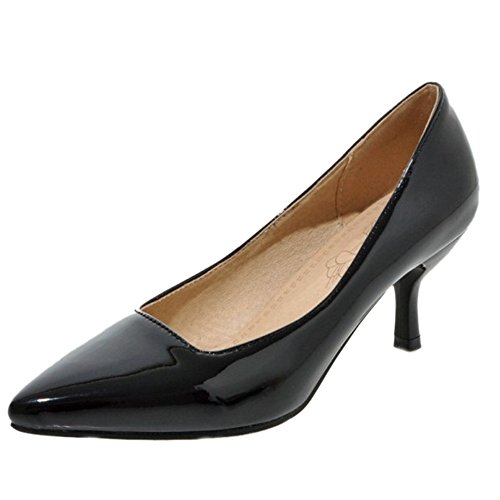 Onewus Damen Elegant Pumps mit Kitten Heel Spitze Toe Mode Schuhe (Black, 45 EU) von Onewus