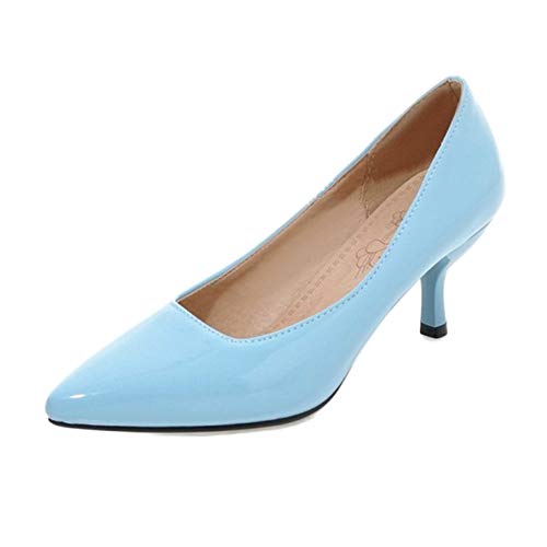 Onewus Damen Elegant Pumps mit Kitten Heel Spitze Toe Mode Schuhe (Blue, 37 EU) von Onewus