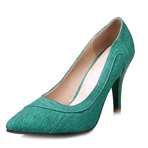 Onewus Damen Elegant Pumps mit Stiletto Absatz Spitze Toe Übergrößen Schuhe für die Datierung (Green, 45 EU) von Onewus