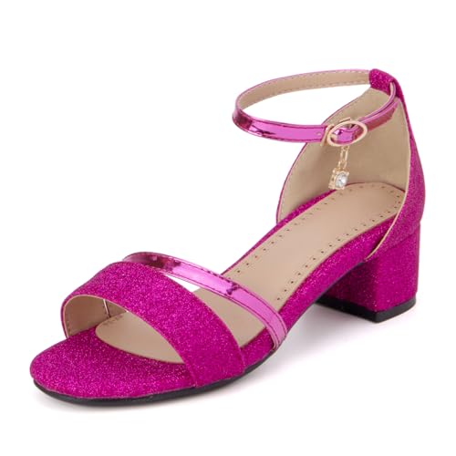Onewus Damen Fashion Open Toe Schnalle Blockabsatz Sandalen (Fuchsia, 47) von Onewus