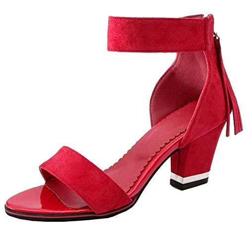 Onewus Damen Fashion Quasten Sandalen mit Blockabsatz Open Toe Schuhe Sommer von Onewus