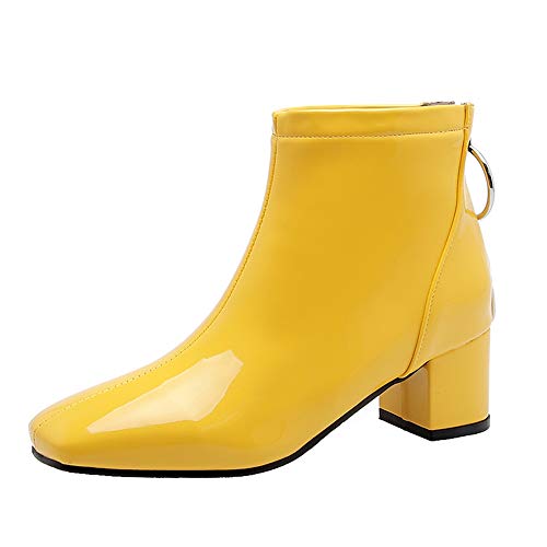 Onewus Damen Fashion Reißverschluss Blockabsatz Stiefeletten (Gelb, 42 EU) von Onewus