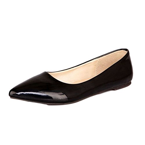 Onewus Damen Gemütlich Basic Flache Pumps Spitze Toe Übergrößen Flache Schuhe (Black, 42 EU) von Onewus