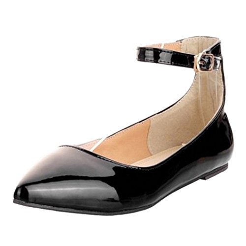 Onewus Damen Gemütlich Basic Flache Pumps Spitze Toe Übergrößen Flache Schuhe (Black, 44 EU) von Onewus