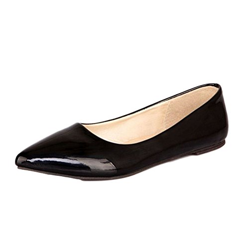 Onewus Damen Gemütlich Basic Flache Pumps Spitze Toe Übergrößen Flache Schuhe (Black, 45 EU) von Onewus