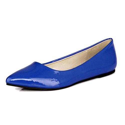 Onewus Damen Gemütlich Basic Flache Pumps Spitze Toe Übergrößen Flache Schuhe (Blue, 34 EU) von Onewus