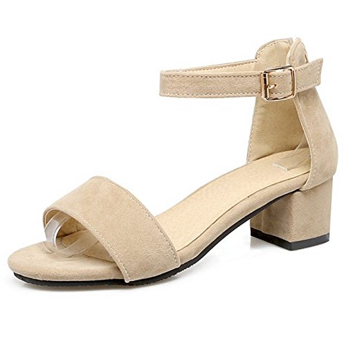 Onewus Damen Gemütlich & Basic Sandalen mit Blockabsatz Open Toe Schuhe (Beige, 33 EU) von Onewus