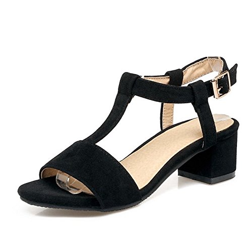 Onewus Damen Gemütlich & Basic Sandalen mit Blockabsatz Open Toe Schuhe (Black, 46 EU) von Onewus