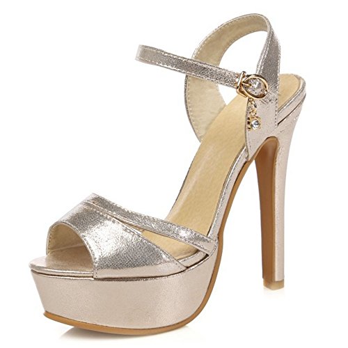 Onewus Damen Mode-Event Plateau Sandalen mit Hohem Absatz Peep Toe Schuhe (Gold, 32 EU) von Onewus