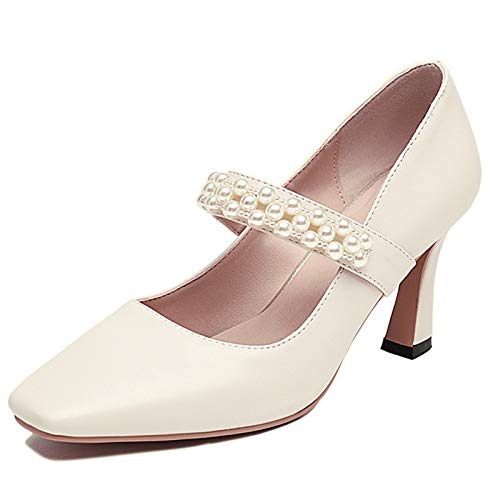 Onewus Damen Schuhe High Heel Mary Jane Schuhe(BEIGE,34) von Onewus