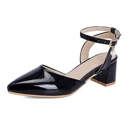Onewus Damen Slingback-Sandalen mit Knöchelriemen und spitzer Zehenpartie(Schwarz,48) von Onewus