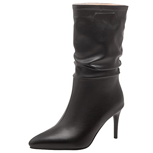 Onewus Damen Slouch Boots Sexy Stiletto Heels für Partys (Schwarz,46) von Onewus