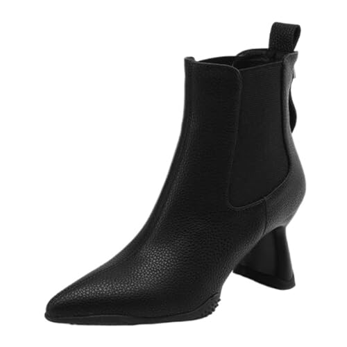 Onewus Damen Spitzenschuhe Stiefeletten | Elegante Stil Lederstiefel für Beruf und Abend (Schwarz-Synthetisches Futter, 36 EU) von Onewus