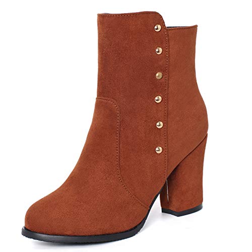 Onewus Damen Stiefel Blockabsatz Reißverschluss Stiefeletten von Onewus