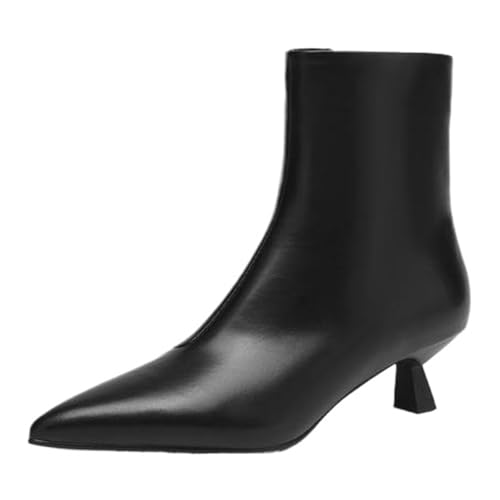 Onewus Damen Stiefeletten | Elegante Spitze Plateauabsatz Stiefelette mit Seitlichem Reißverschluss (Schwarz-Synthetisches Futter, 45 EU) von Onewus