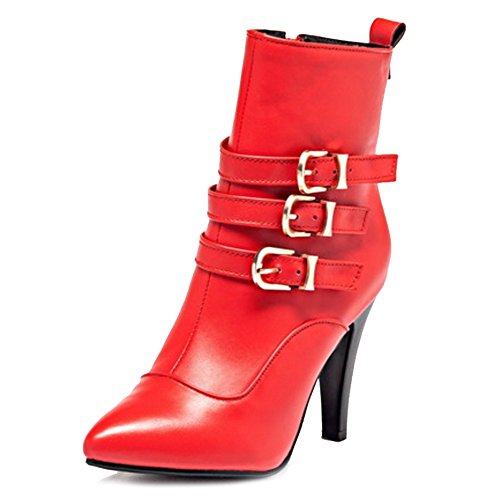 Onewus Damen Stiefeletten mit Stiletto Absatz Dress Stiefel (Rot, 38 EU) von Onewus