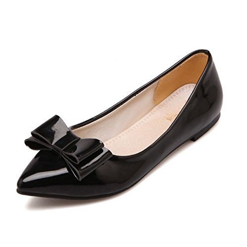 Onewus Damen Süß Ballerinas mit Bogen Übergrößen Flache Schuhe (Black, 43 EU) von Onewus