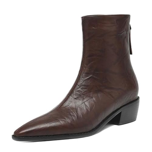 Onewus Damen Western Stiefeletten | Mode Cowboystiefel für Büro & Freizeit (Braun-Synthetisches Futter, 37 EU) von Onewus