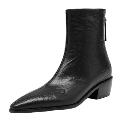 Onewus Damen Western Stiefeletten | Mode Cowboystiefel für Büro & Freizeit (Schwarz-Synthetisches Futter, 32 EU) von Onewus