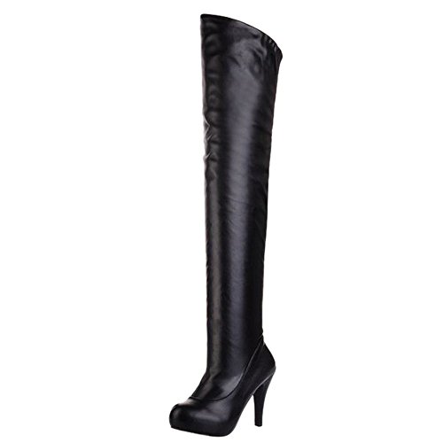 Onewus Damen über Knie Hoch Stiefel mit Hohem Absatz Langschaft Stiefel (Schwarz, 39 EU) von Onewus