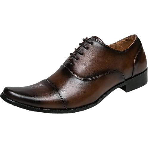 Onewus Herren Freizeitschuhe Spitze Zehe Europäischer Stil Atmungsaktive rutschfeste Sohle Oxfords (Braun, 43 EU) von Onewus