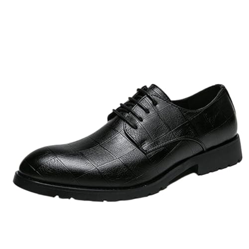 Onewus Herren Freizeitschuhe Spitze Zehe Koreanischer Stil Schnürung Robuste Gummisohle Oxfords (Schwarz, 37 EU) von Onewus