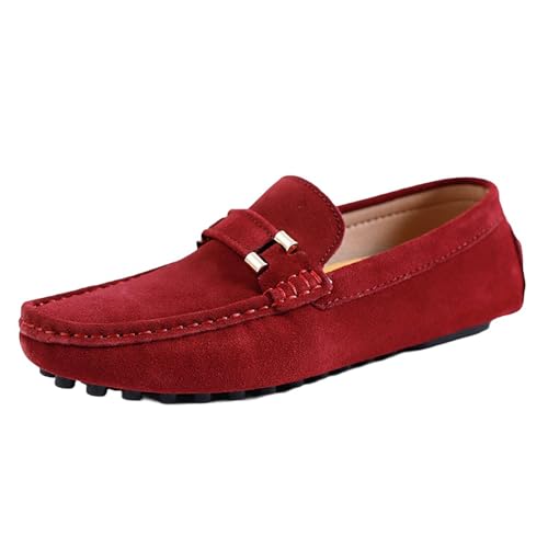 Onewus Herren Schlupfschuhe Bequem Freizeitschuhe Mit Rutschfester Sohle Loafers (Weinrot, 42 EU) von Onewus