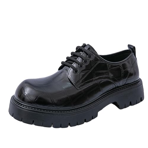 Onewus Herren Schuhe Bequem Weite Passform Plateau Sohle Rundkappe Schnürer Derby (Schwarz, 38 EU) von Onewus