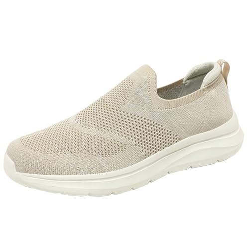 Onewus Herren Sommer Slipper Freizeit Sportschuhe - Atmungsaktives Stretchgewebe mit hervorragender Passform und Unterstützung (Beige,48) von Onewus