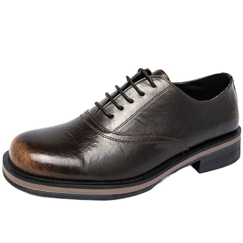 Onewus Herren Weite Passform Schuhe Flache Spitze Schnürer Freizeit Oxfords (Braun, 44 EU) von Onewus