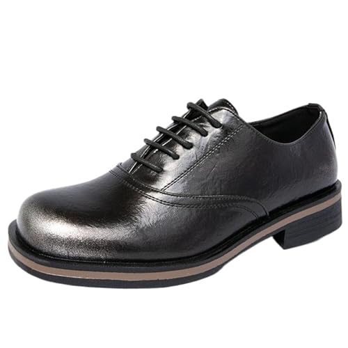 Onewus Herren Weite Passform Schuhe Flache Spitze Schnürer Freizeit Oxfords (Silber, 46 EU) von Onewus