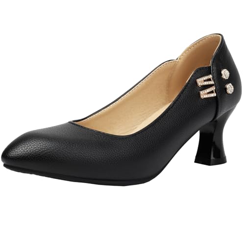 Onewus Klassisch Damen Mid-Heel Pumps - Vielseitige und Elegante High Heel Schuhe (Schwarz, 38) von Onewus