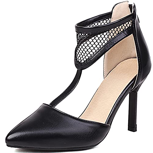 Onewus Modische Damen-Pumps mit spitzen Zehen und Reißverschlüssen hinten (Schwarz2,38) von Onewus