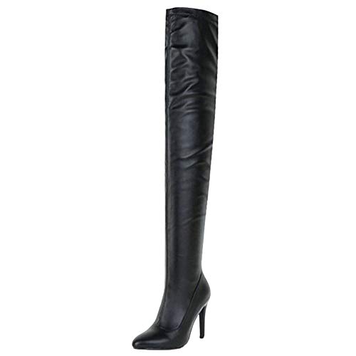 Onewus Sexy Damen Over-The-Boots mit Stiletto-Absatz und spitzer Zehenpartie (Pu Schwarz, 43 EU) von Onewus