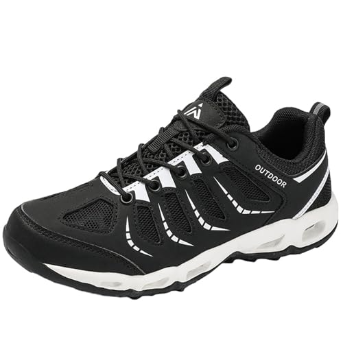 Onewus Wander Schuhe Für Paare Atmungsaktiv | Outdoor Schuhe mit Drainage System für Flusswandern, Trekking (Schwarz Weiß, 40 EU) von Onewus