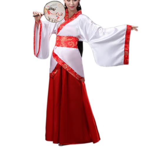 Oneyijun Damen Frauen Kleidung Tang Anzug Altertümlich Chinesischen Stil Traditionelles Kostüm Hanfu Kleider Tanz Bühne für Bühnenshow Performances Cosplay Party (Rot, L) von Oneyijun