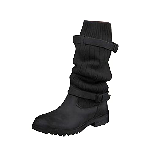 Damen Overknee Stiefel Plateau Langschaft Winterstiefel Lang Boots Basic Westernstiefel High Heels Stretch Kniehohe Stiefel Modische Halblange Stiefel Mitte Wade Stiefel von Oneyuan