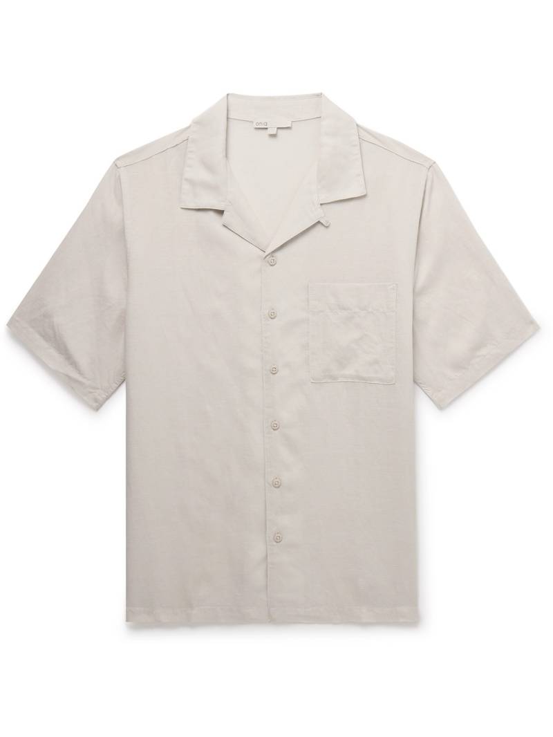Onia - Air Convertible-Collar Linen and Lyocell-Blend Shirt - Men - Neutrals - L von Onia