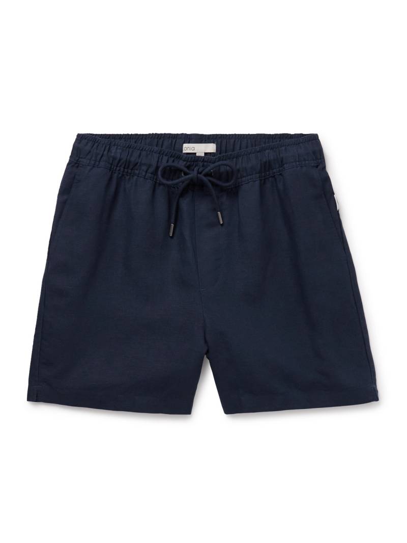 Onia - Air Straight-Leg Linen and Lyocell-Blend Drawstring Shorts - Men - Blue - L von Onia