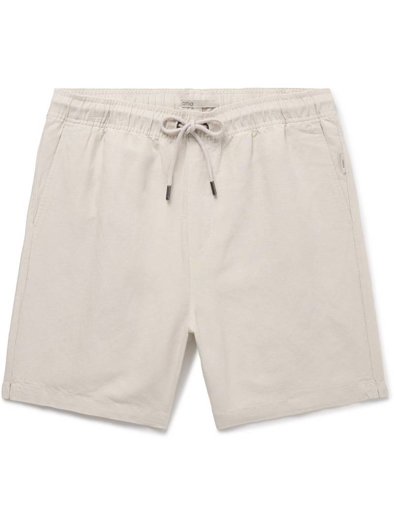 Onia - Air Straight-Leg Linen and Lyocell-Blend Drawstring Shorts - Men - Neutrals - XL von Onia