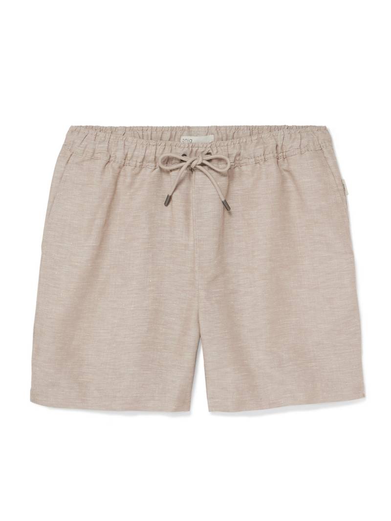 Onia - Air Straight-Leg Linen and Lyocell-Blend Drawstring Shorts - Men - Neutrals - XL von Onia