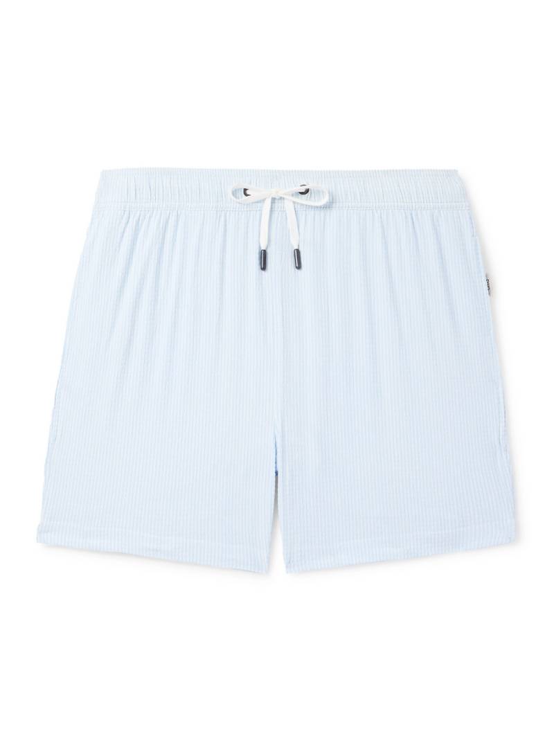 Onia - Charles Slim-Fit Short-Length Striped Seersucker Swim Shorts - Men - Blue - S von Onia