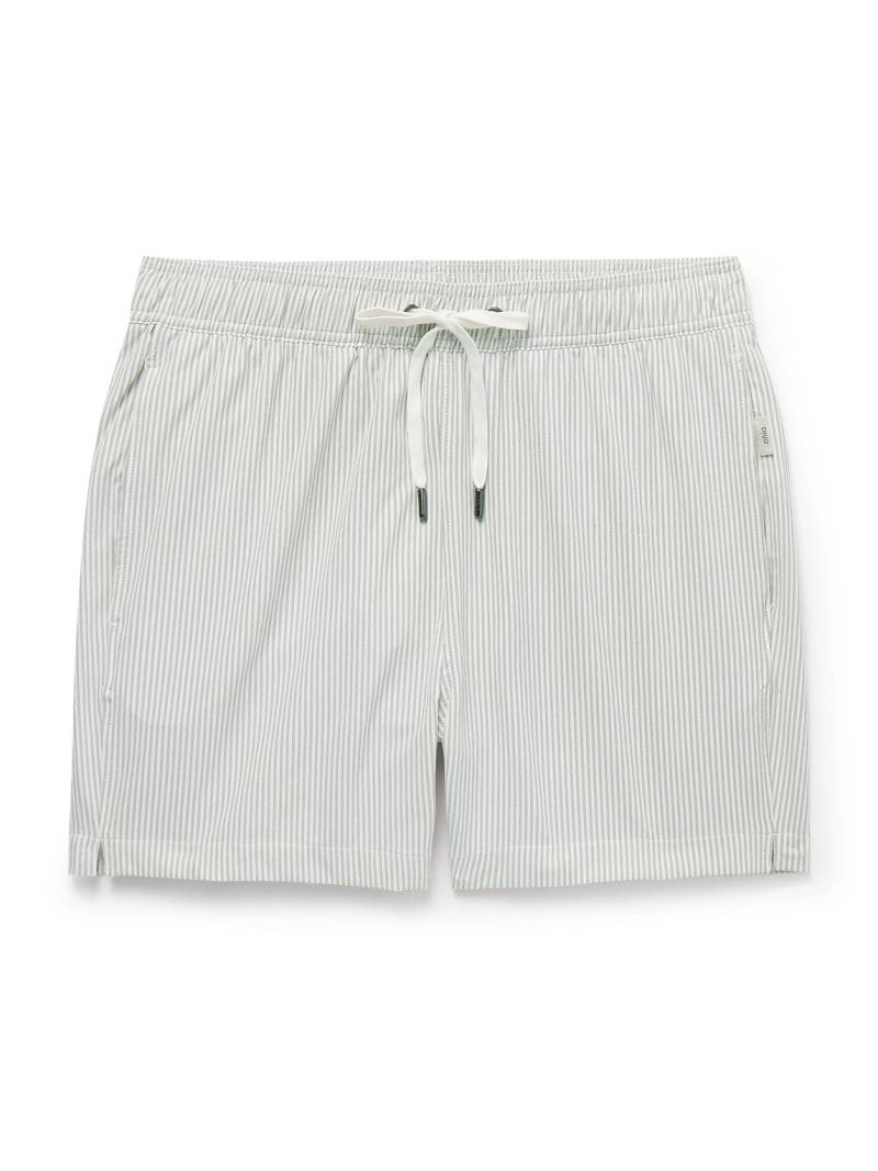 Onia - Charles Straight-Leg Mid-Length Striped Seersucker Swim Shorts - Men - Green - L von Onia
