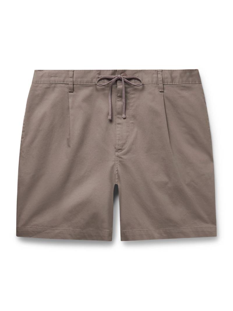 Onia - Slim-Fit Straight-Leg Pleated Garment-Dyed Stretch-Cotton Drawstring Shorts - Men - Brown - UK/US 33 von Onia