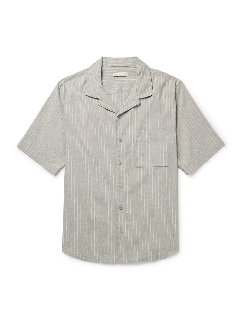 Onia - Vacation Camp-Collar Striped Linen-Blend Shirt - Men - Green - XXL von Onia