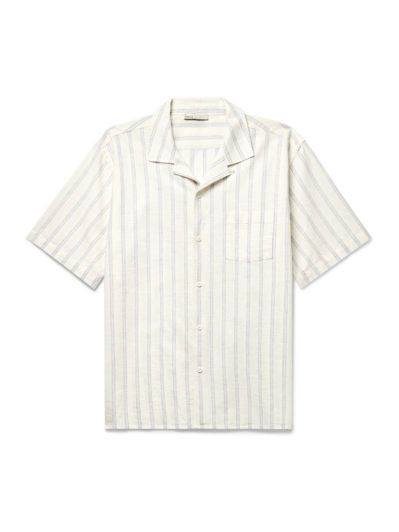 Onia - Vacation Convertible-Collar Striped Cotton and Linen-Blend Shirt - Men - White - XXL von Onia