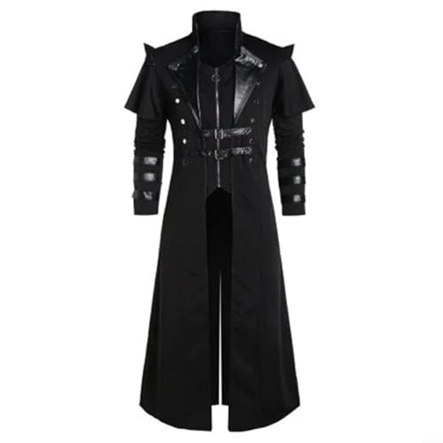 Oniissy Herren Retro Renaissance Gothic Viktorianischen Steampunk Frack Jacke Mittelalter Viktorianisch bestickt Smoking Uniform(L Black) von Oniissy