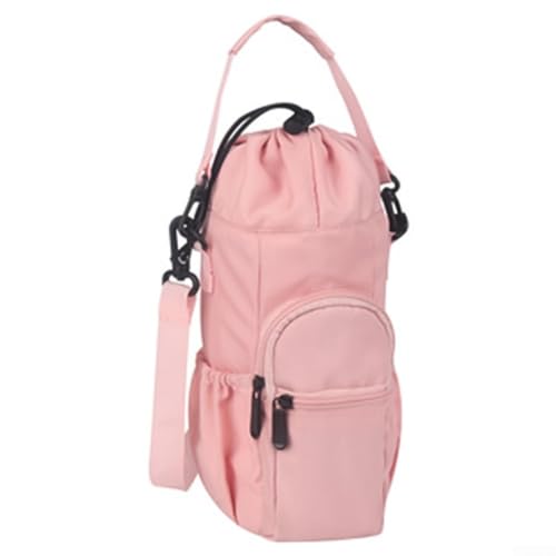 Oniissy Wasserflaschen-Tragetasche mit Gurt, Flaschenhalter, verstellbare Schulter-Handschlaufe, 2 Taschen, für Herren/Damen, Wandern, Reisen, Camping, Wie abgebildet, Rosa von Oniissy